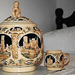 Punch Bowl Set Decorated with German Castles
